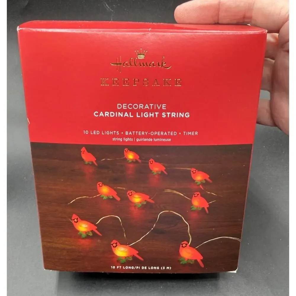 Hallmark Decorative Cardinals Magic Light String 10' 6 Hour Timer Brand New -42D